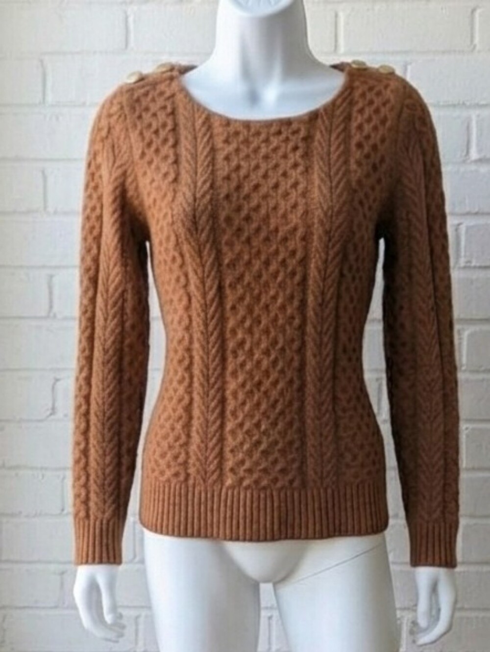 NWT Suncoo Paris Wool cognac cable knit sweater